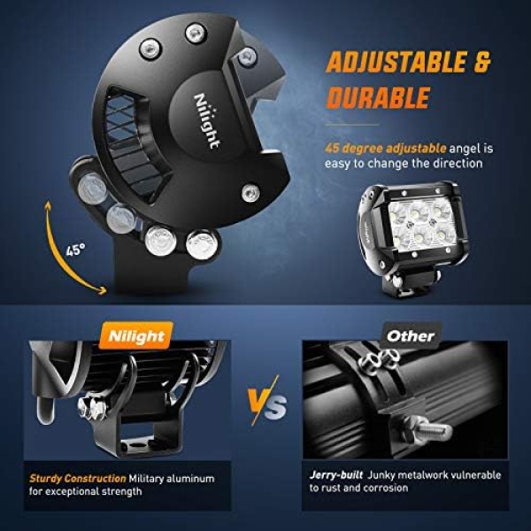 Nilight Led Pods 2Pcs 18W 1260LM Flood Led Off Road Lights Super Bright Driving - Image 5