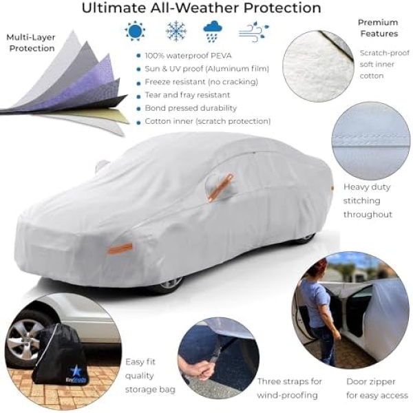 EzyShade 10-Layer Car Cover Waterproof All Weather. See Vehicle Size-Chart - Image 2