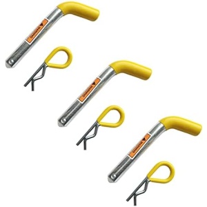 MaxxHaul 50565 3 Pack Trailer Hitch Pin & Clip with Rubber-Coated Vinyl Yellow