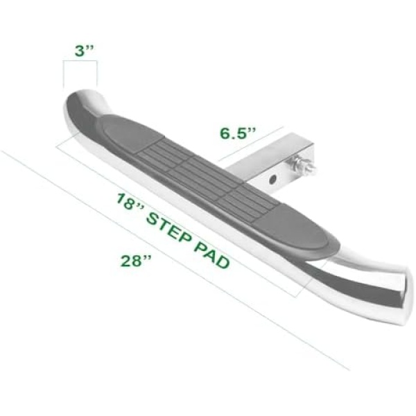 Universal 3 Inch Chrome Off Road Trailer Tow Mount Rear Hitch Step Bar Bumper - Image 8