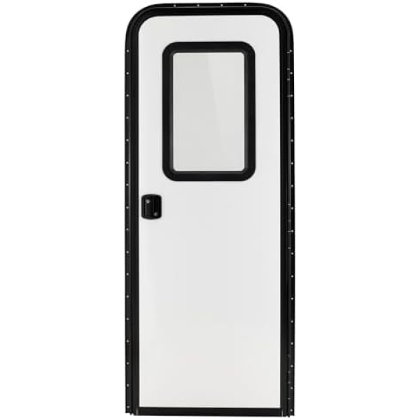 RecPro RV Rounded Entry Door with Screen & Lock | Tempered Glass | Rubber Seals - Image 2