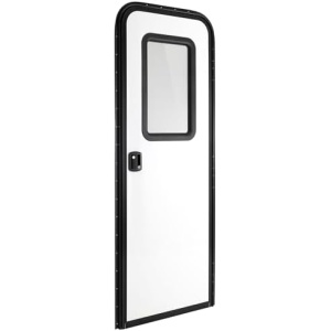 RecPro RV Rounded Entry Door with Screen & Lock | Tempered Glass | Rubber Seals