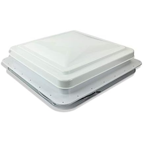 14" RV trailer Roof vent complete 12 volt FAN w/white lid and interior garnish - Image 2