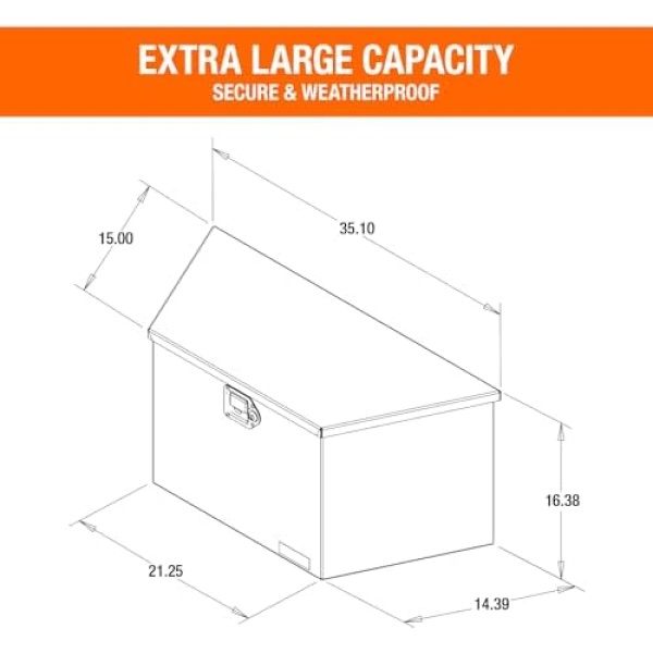 Buyers Products 1701280 Steel Trailer Tongue Box, 16.3 x 14.3 x 35.1 Inch, Black - Image 2