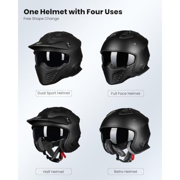 ILM Open Face Motorcycle 3/4 Half Helmet for Dirt Bike Moped ATV UTV Motocross - Image 2