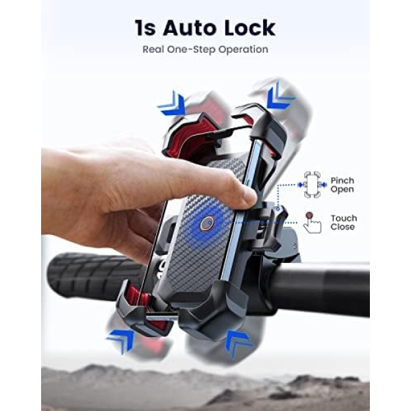 JOYROOM Motorcycle Phone Mount, [1s Auto Lock][100mph Military Anti-Shake] - Image 2