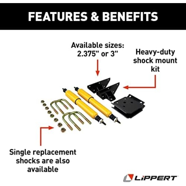 Lippert Heavy-Duty Shock Mount Kit for RV Trailers, Fits 2-3/8 in. Axle Tube, - Image 3