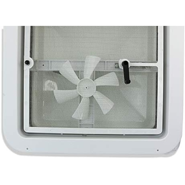 14" RV trailer Roof vent complete 12 volt FAN w/white lid and interior garnish - Image 7