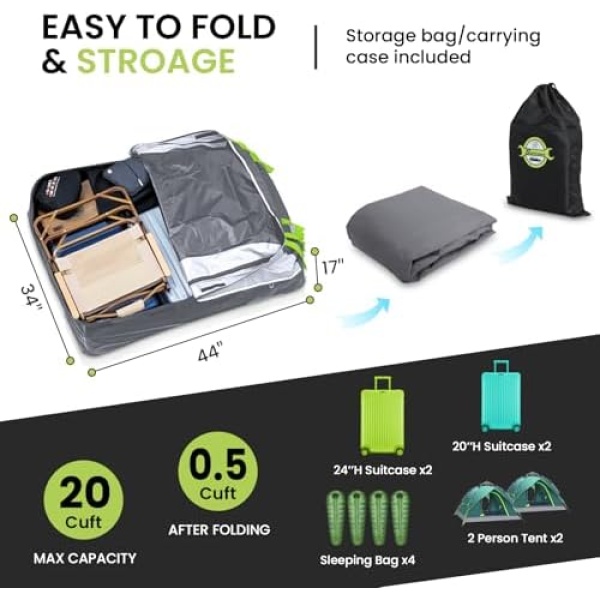 Sailnovo Car Roof Bag Cargo Carrier 20 Cubic,Waterproof Cargo Roof Bag for All - Image 2