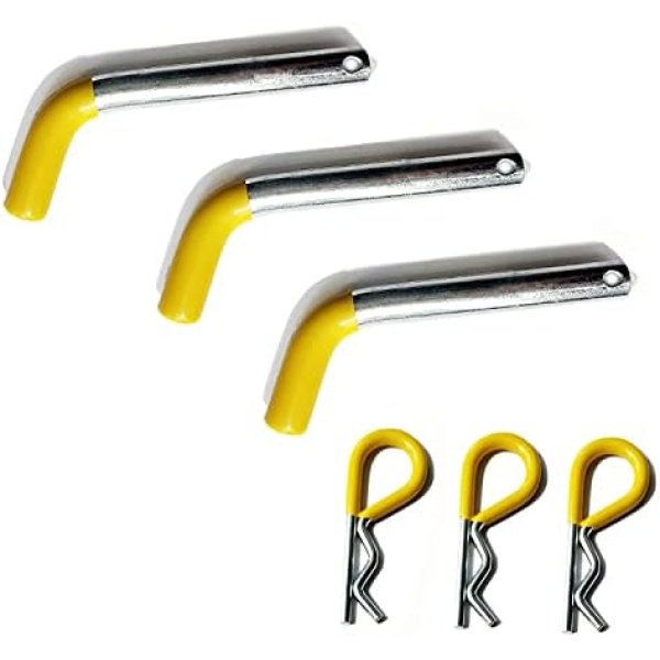 MaxxHaul 50565 3 Pack Trailer Hitch Pin & Clip with Rubber-Coated Vinyl Yellow - Image 2