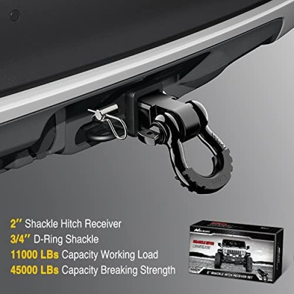 Nilight Shackle Hitch Receiver 2Inch 45000 LBs Breaking Strength 3/4" D Ring - Image 6