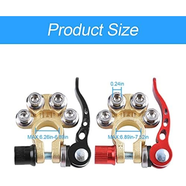 Car Battery Terminal Connectors, 2 Pcs 4 Way Quick Release Disconnect Car - Image 2