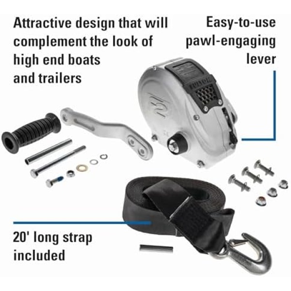 Fulton FW16000101 F2 Boat Trailer Winch with 20 Foot Winch Strap - Image 3