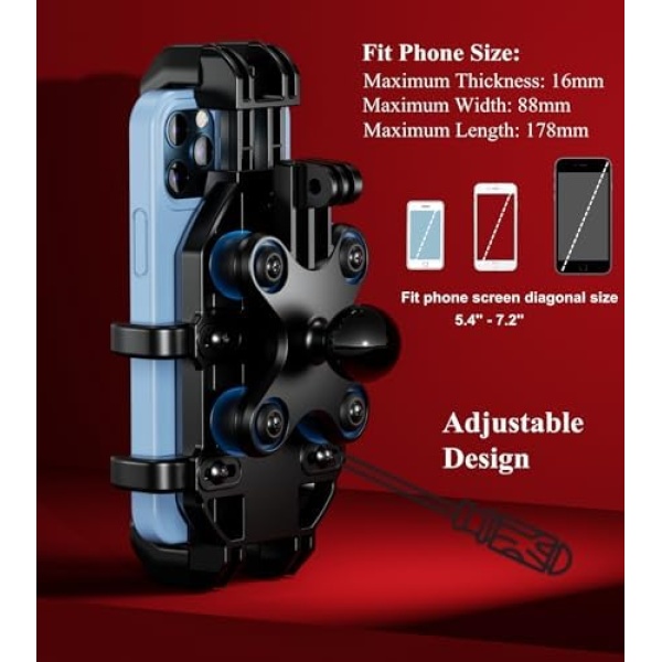 BRCOVAN Motorcycle Fork Stem Phone Mount with Vibration Dampener - Image 6