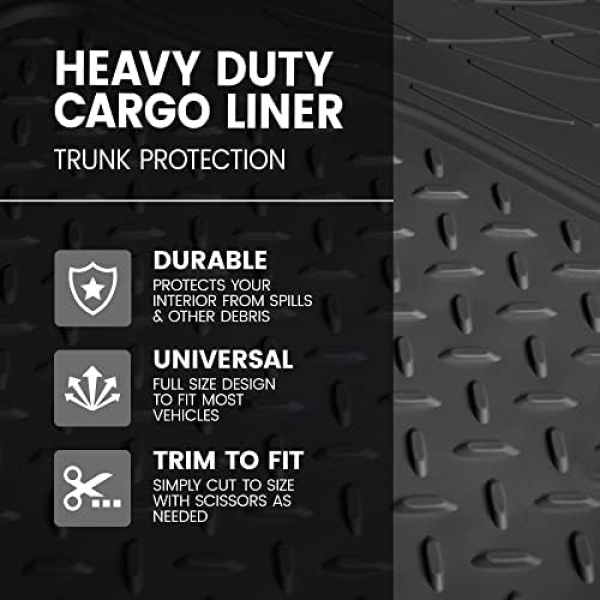 BDK Heavy Duty Rubber Cargo Mat Liner - All-Weather Trunk Protection - Image 2