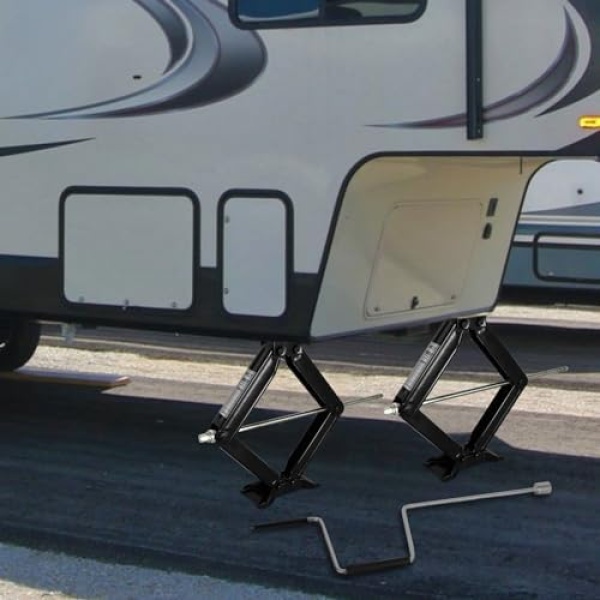 WEIZE Set of 4 Camper RV Trailer Stabilizer Leveling Scissor Jacks with Handle - Image 7
