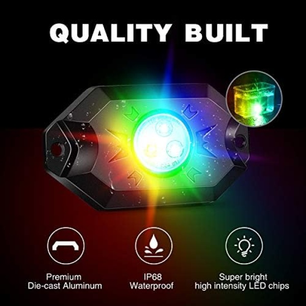 Nilight RGB LED Rock Lights Kit, 4 pods Underglow Multicolor Neon Light Pod - Image 5