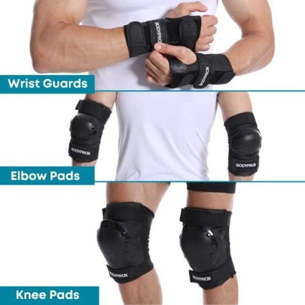 BODYPROX Knee Pads Elbow Pads Wrist Guards Set for Inline Skating, - Image 3
