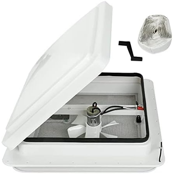 14" RV Roof Vent for Camper Trailer Universal White Lid Roof Vent with 12V RV
