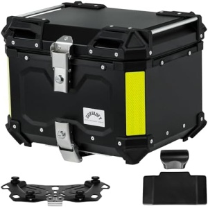 Motorcycle Top Case, 45L Aluminum Motorcycle Trunk, Tail Box Bag with Anti-Theft