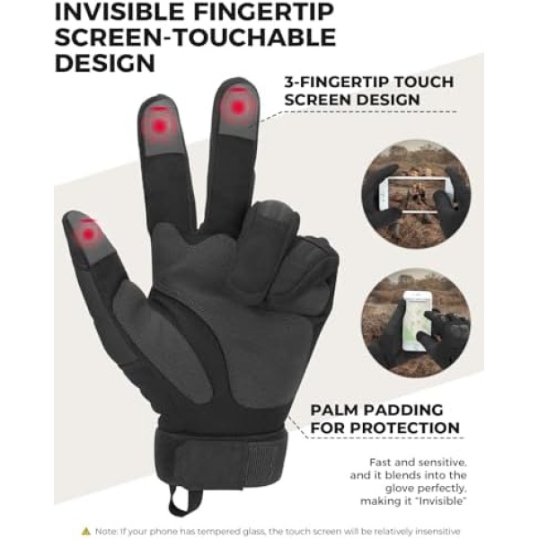 KEMIMOTO Tactical Gloves for Men, Touchscreen Motorcycle Gloves - Image 3