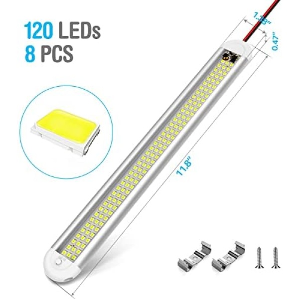 CT CAPETRONIX 12v LED Interior Light Bar, 120LEDs 1500LM 8W DC 12 Volt led Strip - Image 7
