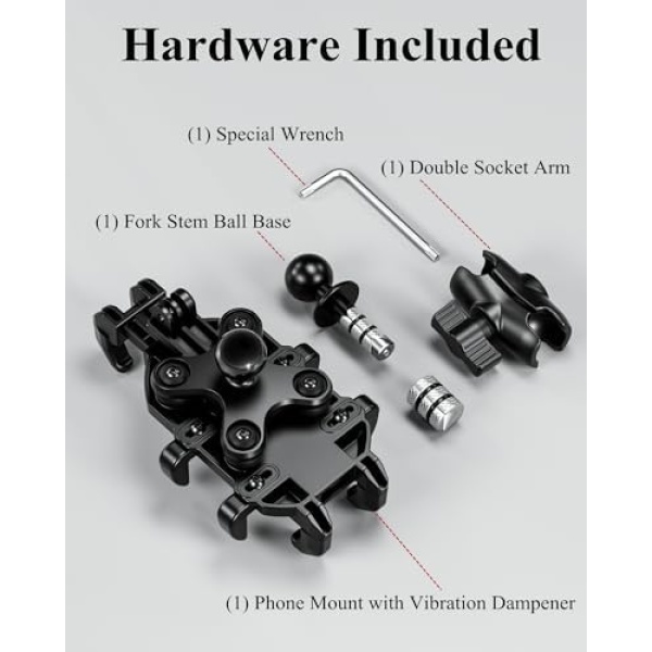 BRCOVAN Motorcycle Fork Stem Phone Mount with Vibration Dampener - Image 9