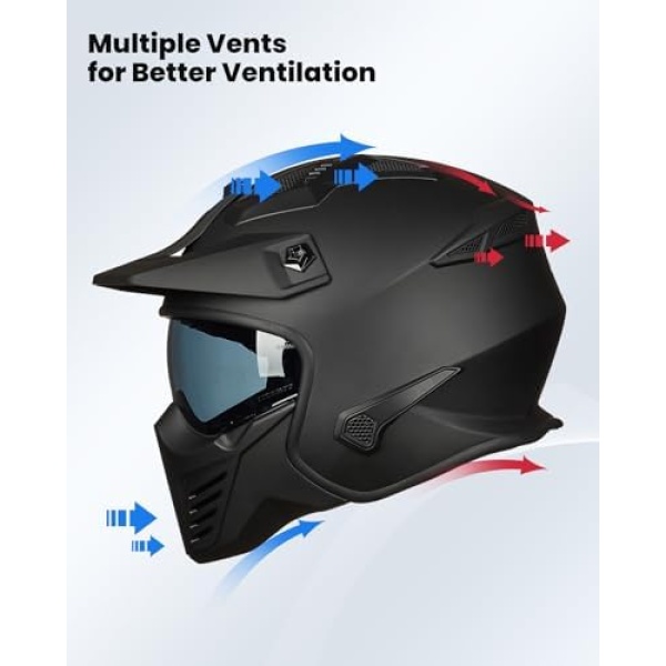 ILM Open Face Motorcycle 3/4 Half Helmet for Dirt Bike Moped ATV UTV Motocross - Image 5