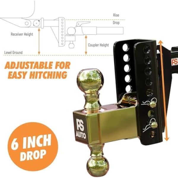 Adjustable Drawbar Trailer Hitch - 20,000 LBS, Fits 2 and 2-5/16 Inch Balls - Image 5