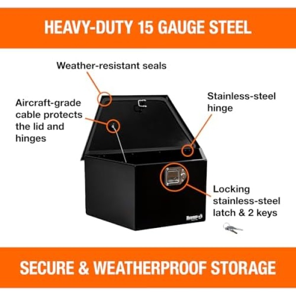 Buyers Products 1701280 Steel Trailer Tongue Box, 16.3 x 14.3 x 35.1 Inch, Black - Image 3