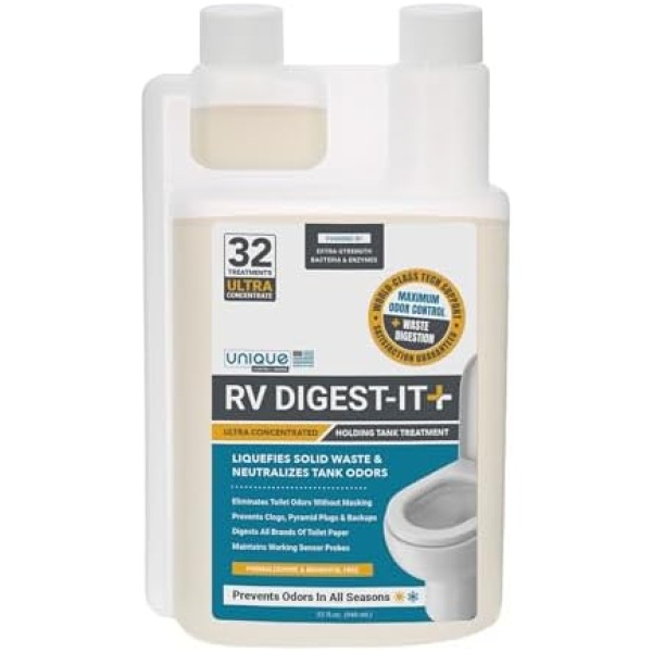 Unique RV Digest-It+ Extra-Strength Ultra-Concentrate - 32 RV Toilet Treatments