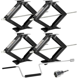 WEIZE Set of 4 Camper RV Trailer Stabilizer Leveling Scissor Jacks with Handle