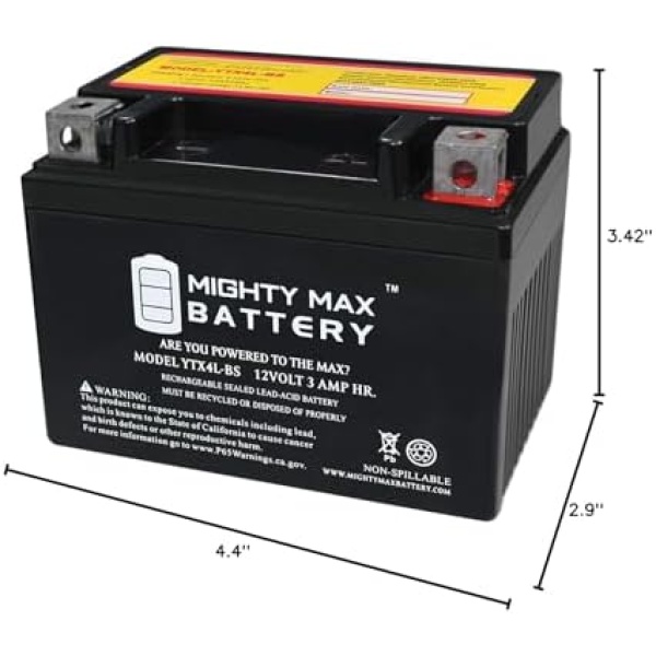 Mighty Max Battery YTX4L-BS - 12 Volt 3 AH, 50 CCA, Rechargeable Maintenance - Image 7