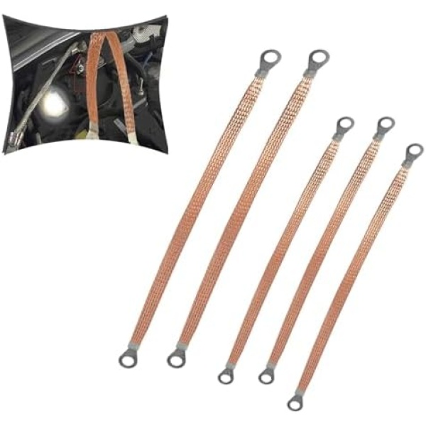 5 PCS Automotive Engine Grounding Strap, Flexible Tensile-Resistant Copper
