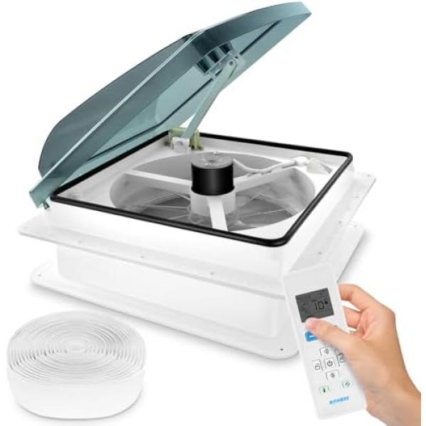 Kohree 14" RV Vent Fan 10 Speed Reversible: 12V Super Quiet RV Roof Vent Fan