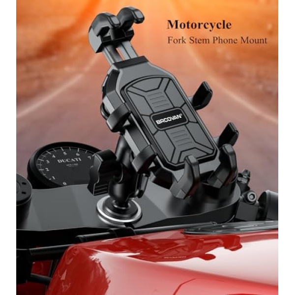 BRCOVAN Motorcycle Fork Stem Phone Mount with Vibration Dampener - Image 2