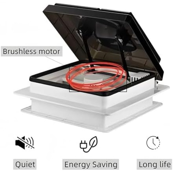 RV Roof Vent Fan Quiet 4 Speed-Reversible Air Ventilation RV Exhaust Fan - Image 3