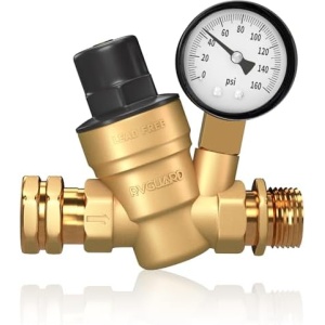 RVGUARD RV Water Pressure Regulator Valve, Brass Lead-Free Adjustable Water