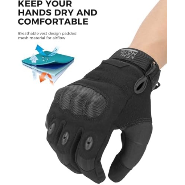 KEMIMOTO Tactical Gloves for Men, Touchscreen Motorcycle Gloves - Image 5