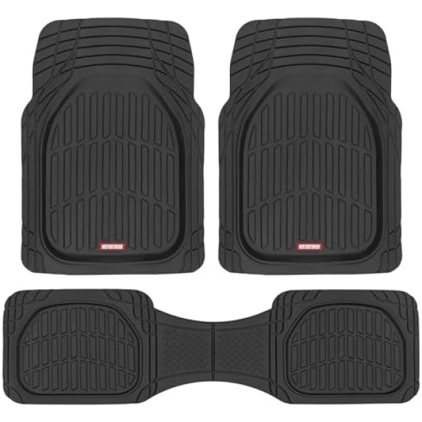 Motor Trend FlexTough Floor Mats for Cars, Black Deep Dish All-Weather Mats