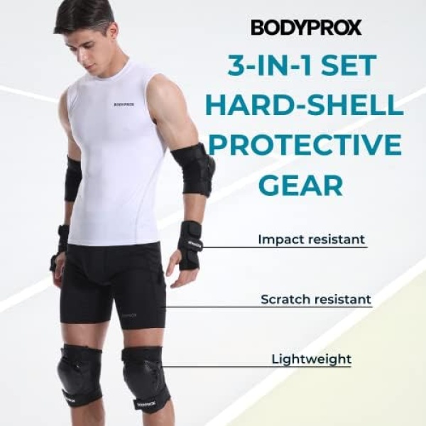 BODYPROX Knee Pads Elbow Pads Wrist Guards Set for Inline Skating, - Image 2