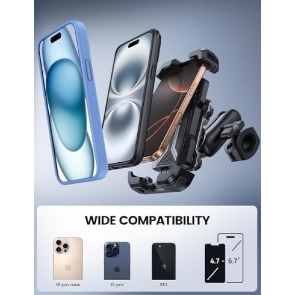 Lamicall Motorcycle Phone Mount Holder - [Dual Vibration Dampener] - Image 5