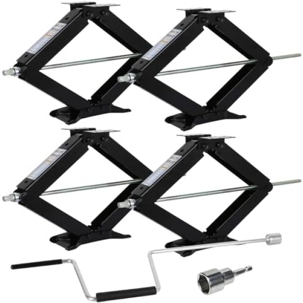 WEIZE RV Trailer Camper Stabilizer Leveling Scissor Jacks with Handle 24"