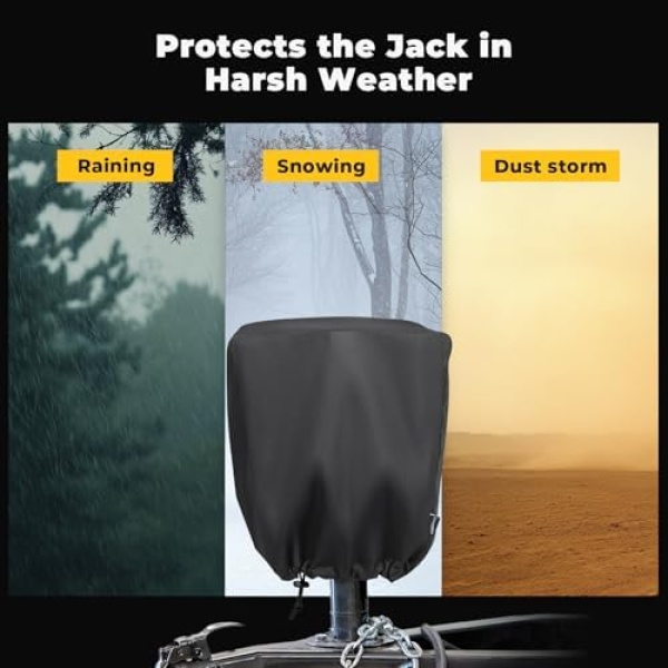 Electric Tongue Jack Cover, BougeRV 600D Universal Trailer RV Electric Tongue - Image 2