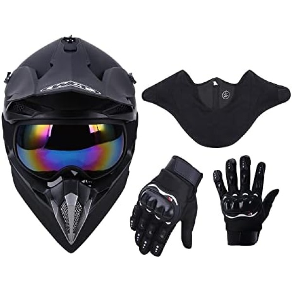 Adult Motocross Dirt Bike Helmet with Goggle, Gloves & Mask - DOT/FMVSS-218 - Image 7