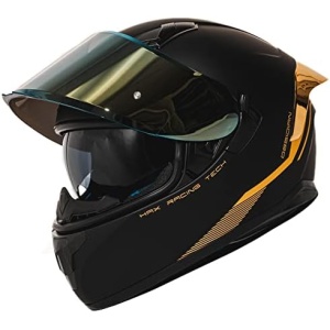 HAX Obsidian Full Face Dual Visor Adult Motorcycle Helmet for Motorbike Street