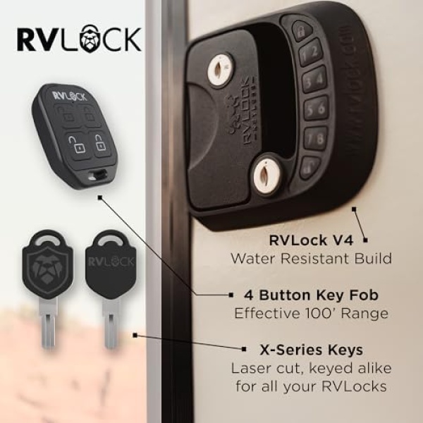 RVLOCK Compact RV Lock Keyless Entry with Remote, Secure Camper Latch - Image 5