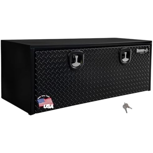 Buyers Products 1702510 Black Steel Truck Tool Box With Aluminum Diamond Tread