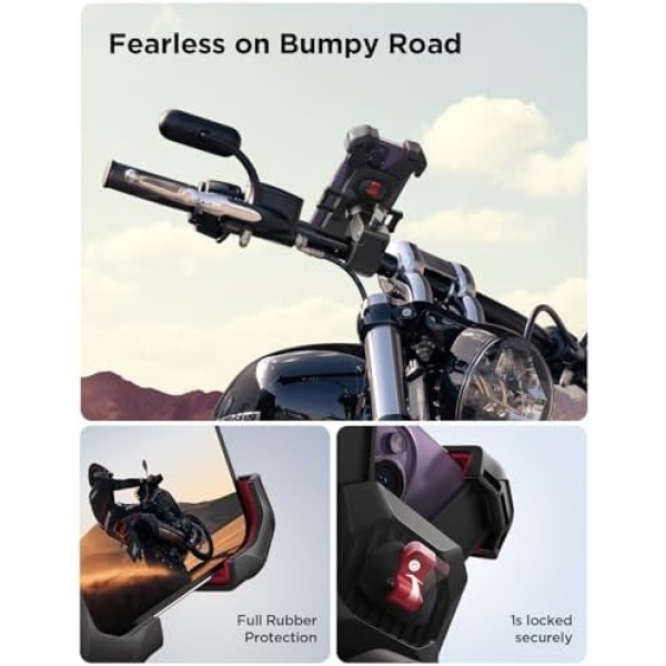 JOYROOM Motorcycle Phone Mount, [1s Auto Lock][100mph Military Anti-Shake] - Image 5