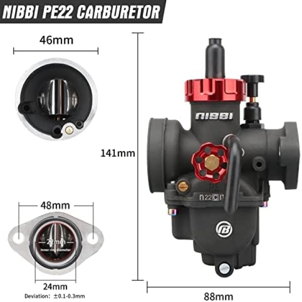 NIBBI PE22FL Carburetor, 22mm Carburetor fit 125cc 130cc 140cc Flange Motorcycle - Image 2